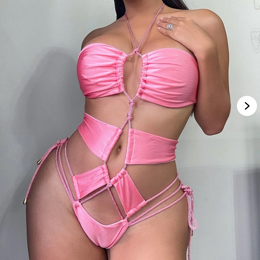 Pink Strappy Bikini Set